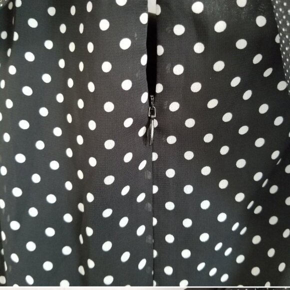 Lane Bryant black Whimsigoth polka dot one shoulder ruffle Party midi dress 14 - Picture 6 of 6